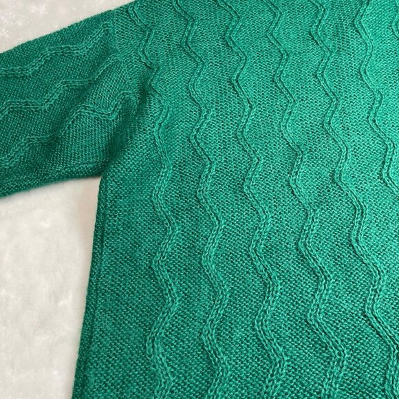 Vintage Esprit Cable Knit Sweater Womens Large Oversized Green Mohair Wool Blend - Picture 10 of 11